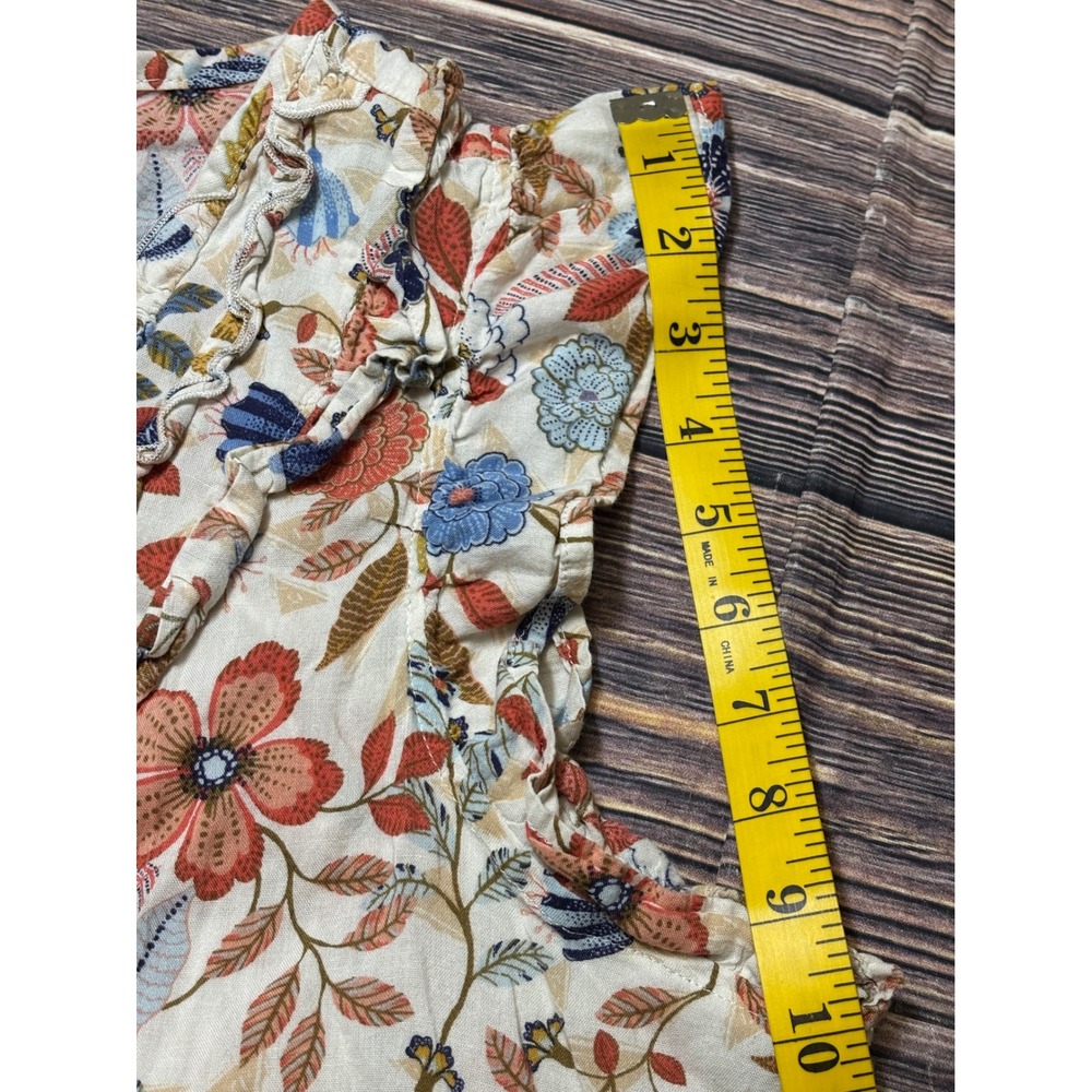 Old Navy Womens XL Floral Sleeveless Ruffle Blouse V-Neck Cotton Rayon Top - Picture 8 of 13